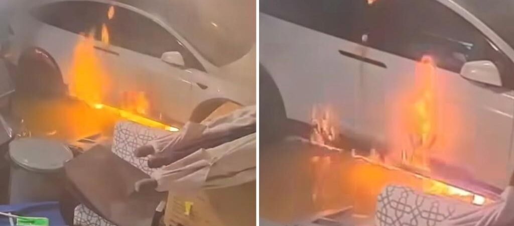 Tesla erupts into flames inside flooded Fla. garage following Hurricane Helene: video