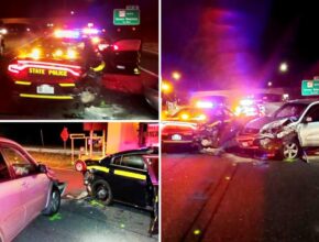 Two New York State patrol cars hit by drunk driver while troopers investigated another drunk driver
