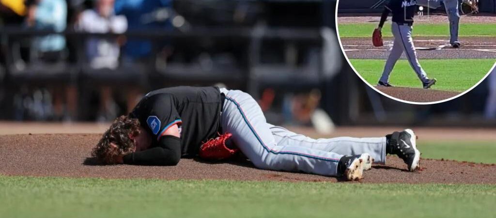 Marlins’ Ryan Weathers gets drilled in the head by catcher