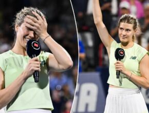 Eugenie Bouchard fights back tears after last tennis match of career